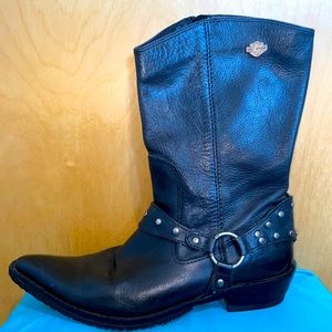 Harley Davidson genuine black leather Womens biker moto boots